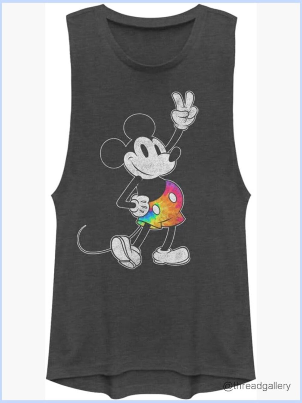 Relaxed Fit Muscle Tank with Tie Dye Mickey Graphic